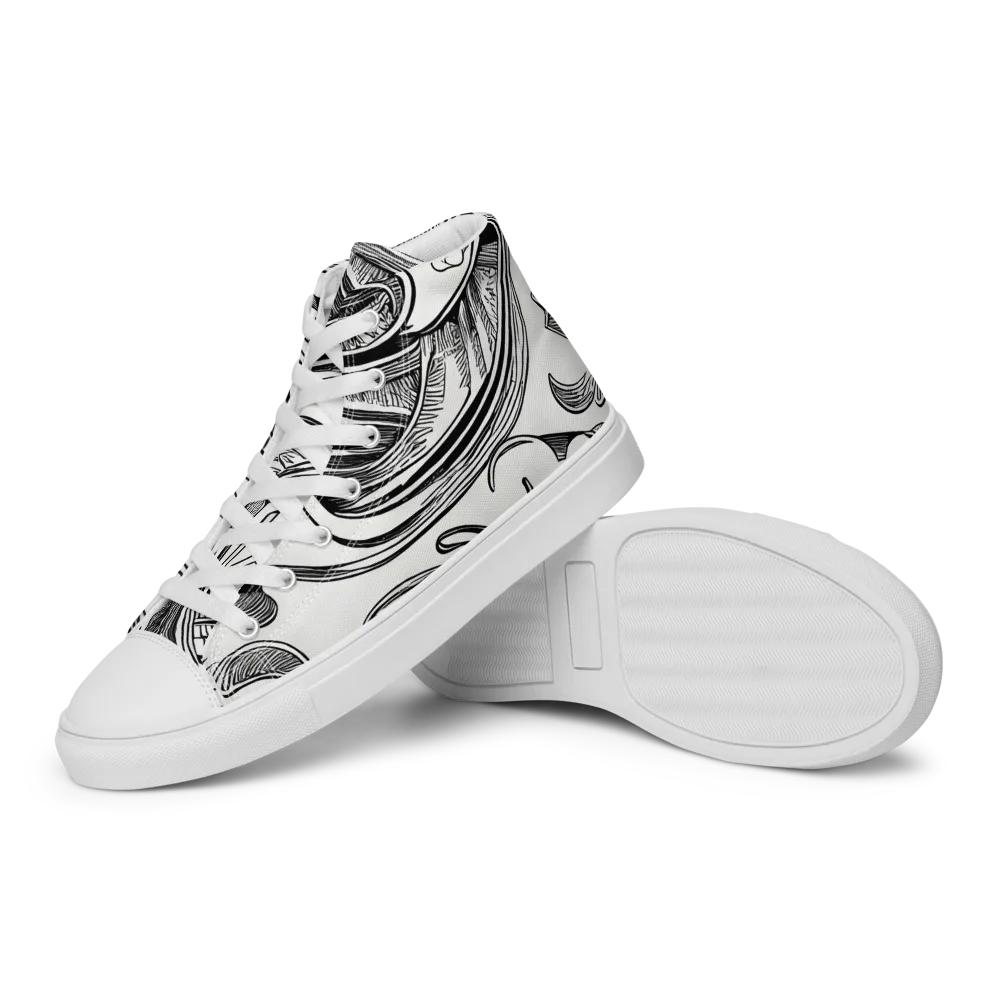 Rhythmic Riddle on Women's High Top Canvas Shoes — Left