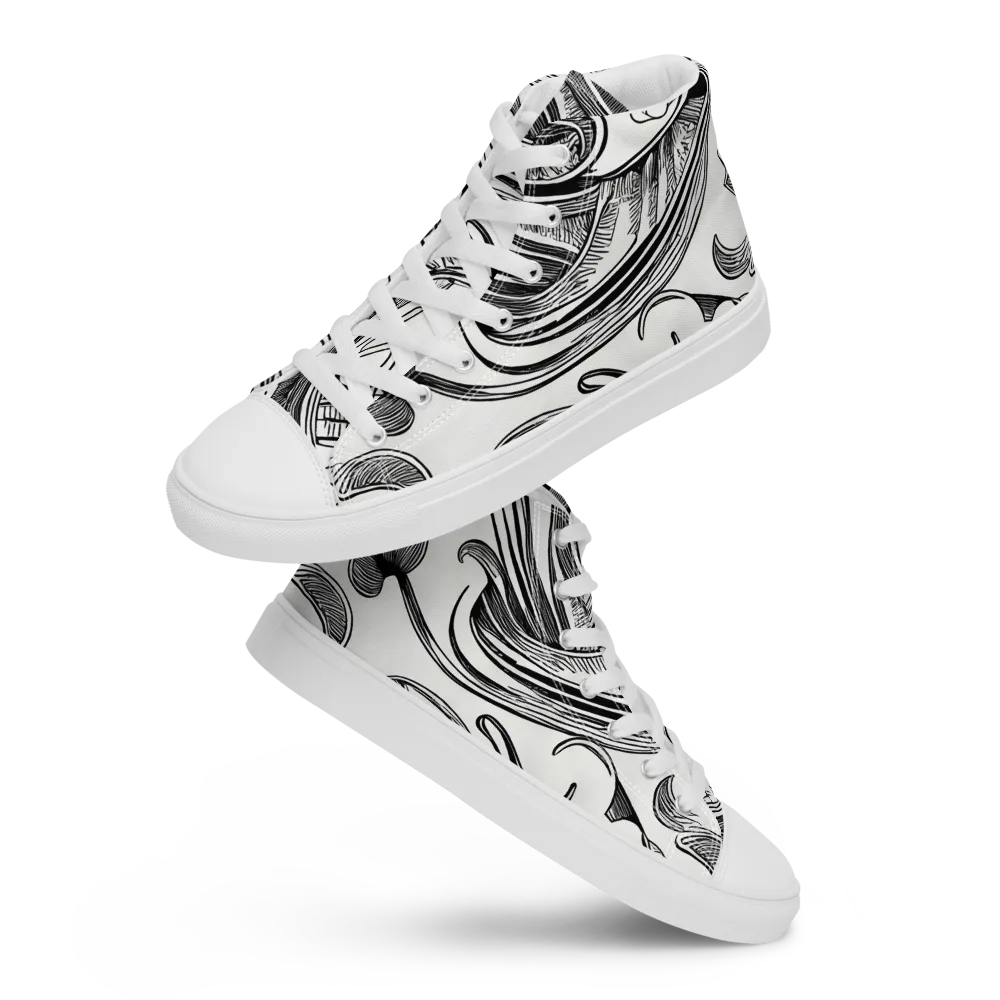 Rhythmic Riddle on Women's High Top Canvas Shoes — Front