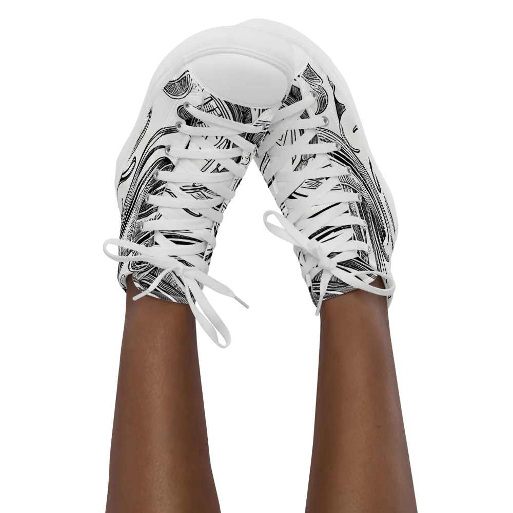 Rhythmic Riddle on Women's High Top Canvas Shoes — Front