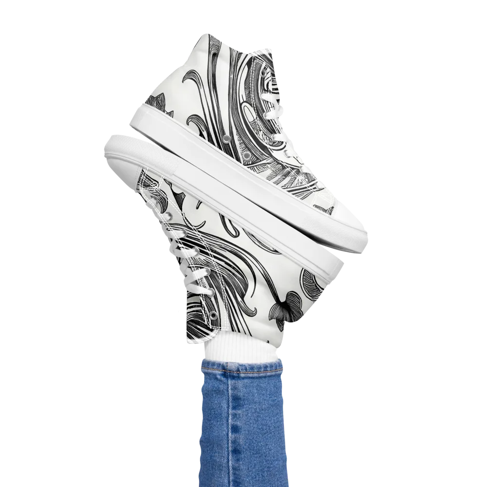 Rhythmic Riddle on Women's High Top Canvas Shoes — Left