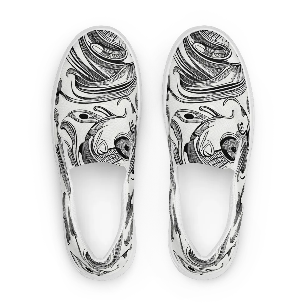 Rhythmic Riddle on Men's Slip-On Canvas Shoes — Front