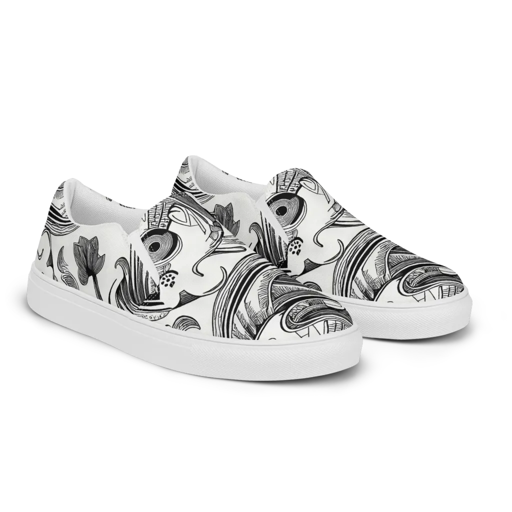 Rhythmic Riddle on Men's Slip-On Canvas Shoes — Right Front