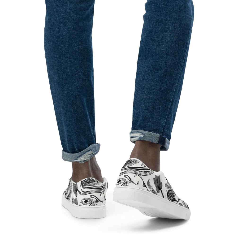Rhythmic Riddle on Men's Slip-On Canvas Shoes — Back