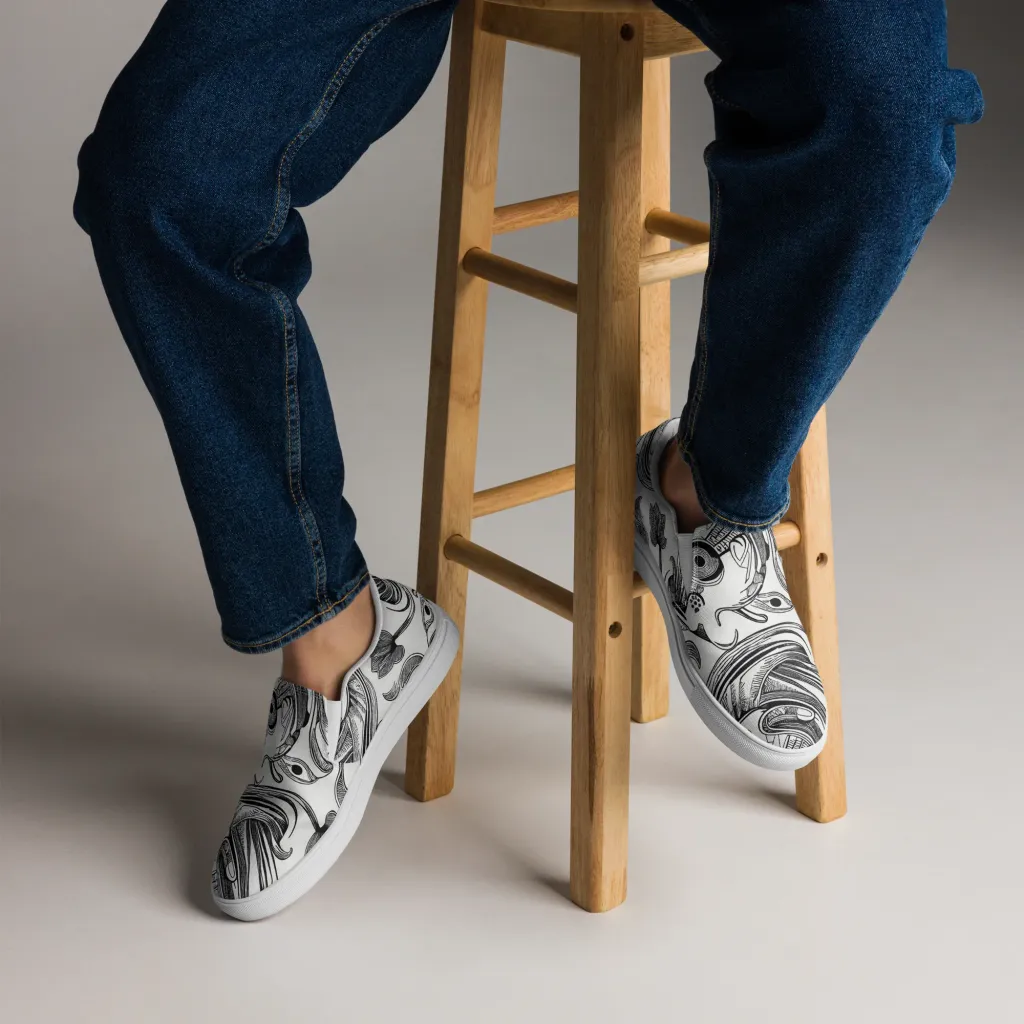 Rhythmic Riddle on Men's Slip-On Canvas Shoes — Front
