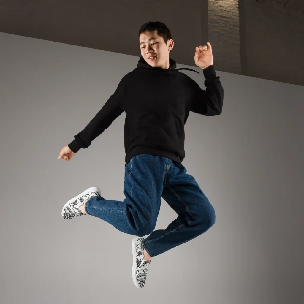 Rhythmic Riddle on Men's Slip-On Canvas Shoes — Right Front