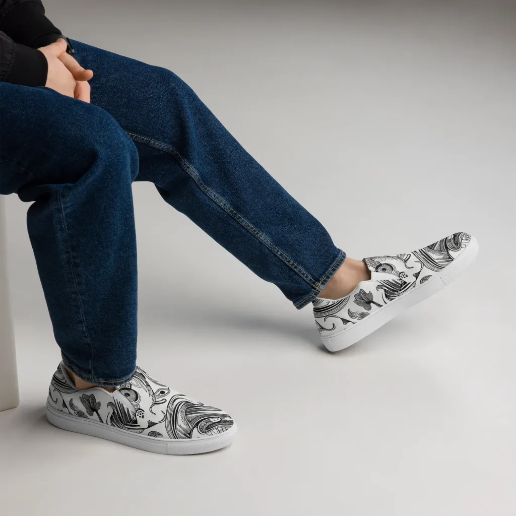Rhythmic Riddle on Men's Slip-On Canvas Shoes — Right