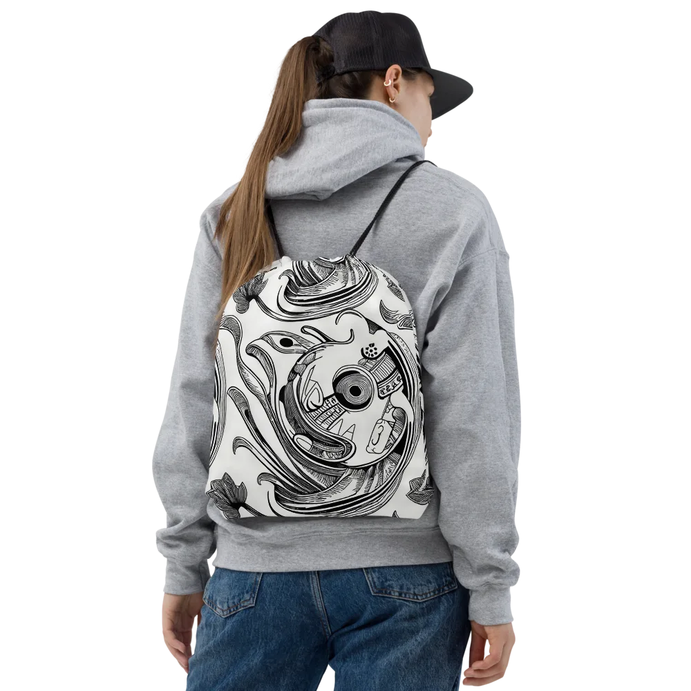 Rhythmic Riddle on Drawstring Bag — Front