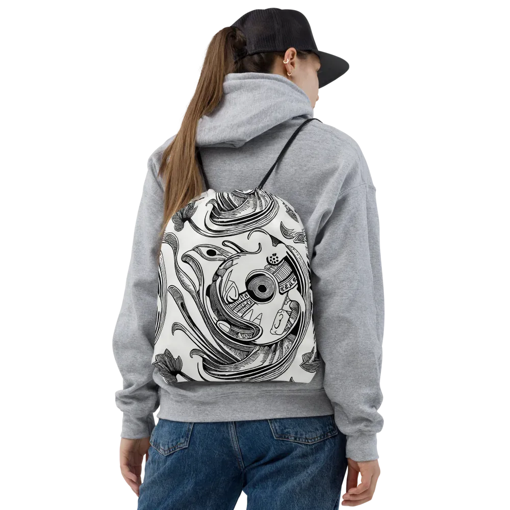 Rhythmic Riddle on Drawstring Bag — Front