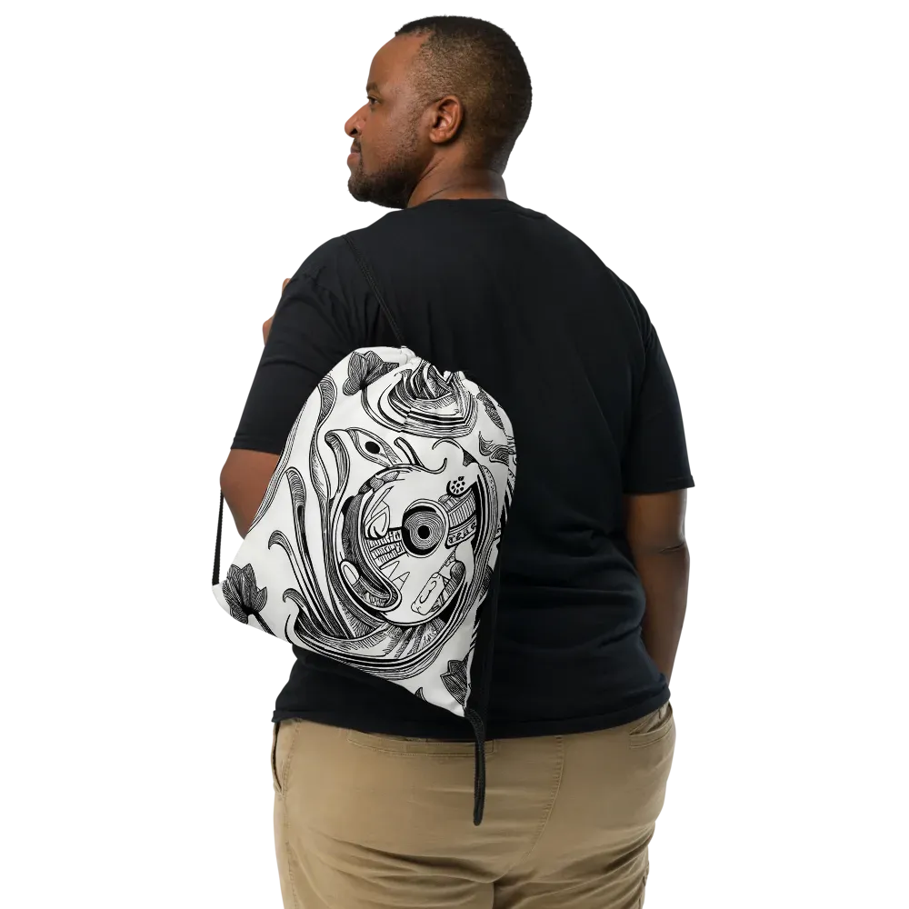 Rhythmic Riddle on Drawstring Bag — Front