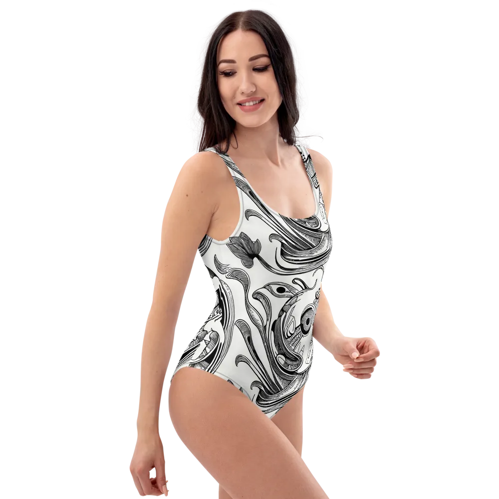 Rhythmic Riddle on One-Piece Swimsuit — Right