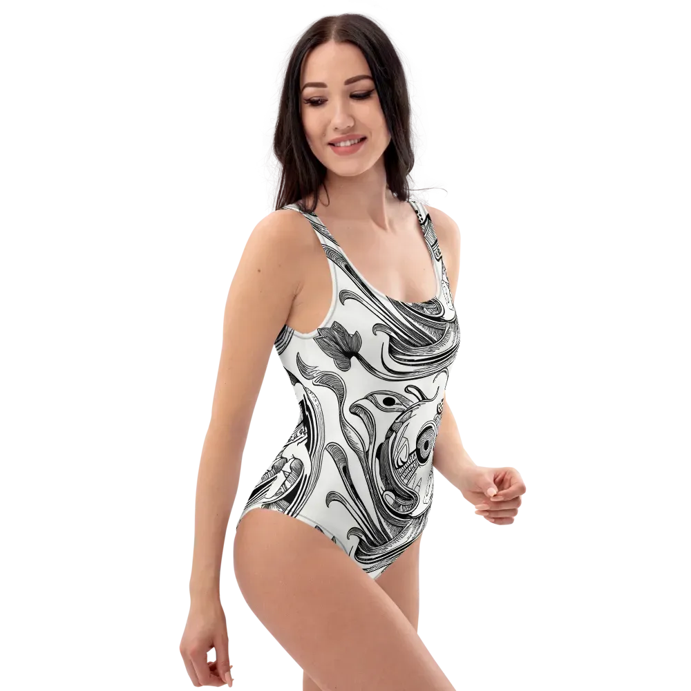 Rhythmic Riddle on One-Piece Swimsuit — Right