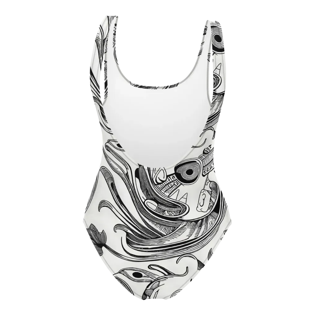 Rhythmic Riddle on One-Piece Swimsuit — Back