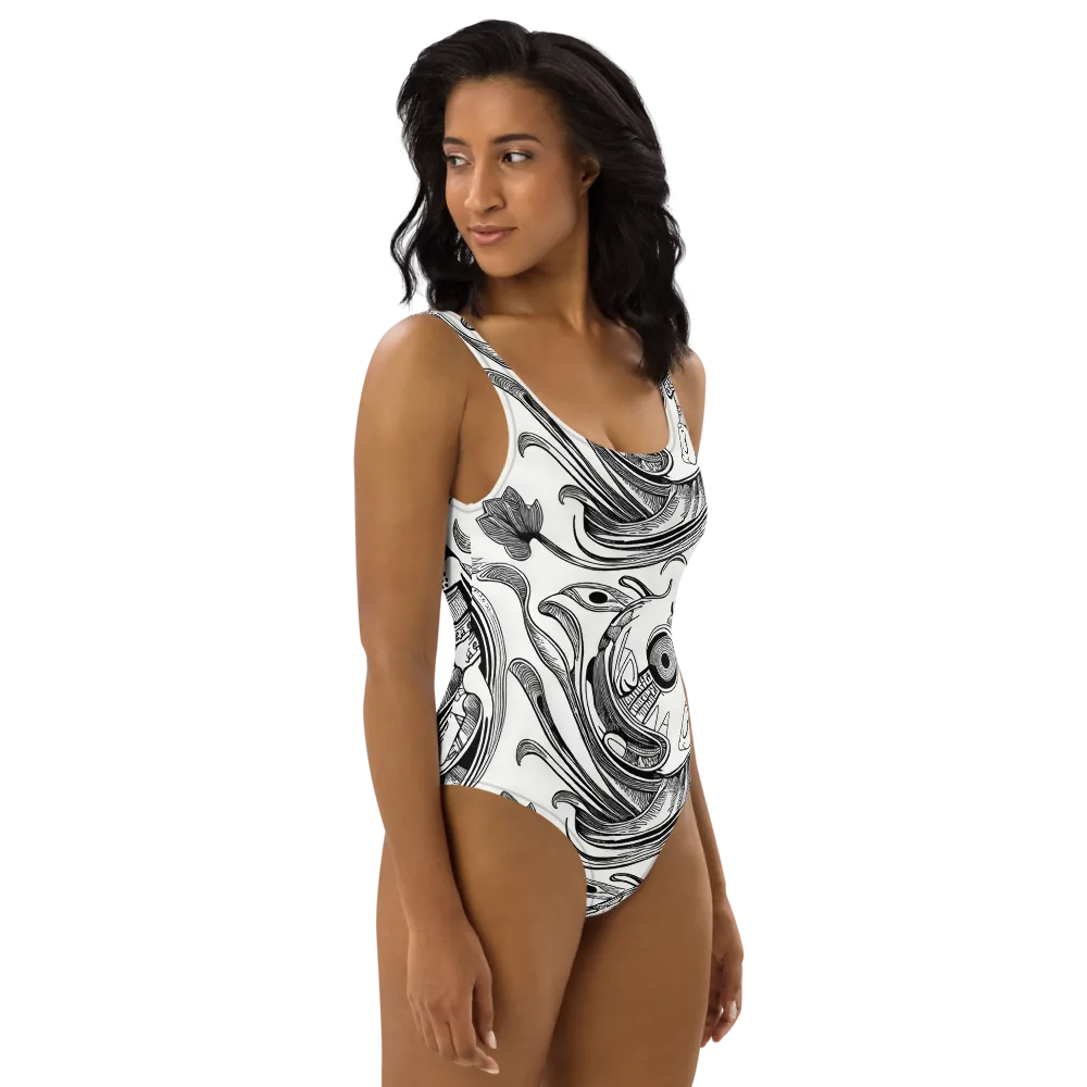 Rhythmic Riddle on One-Piece Swimsuit — Right