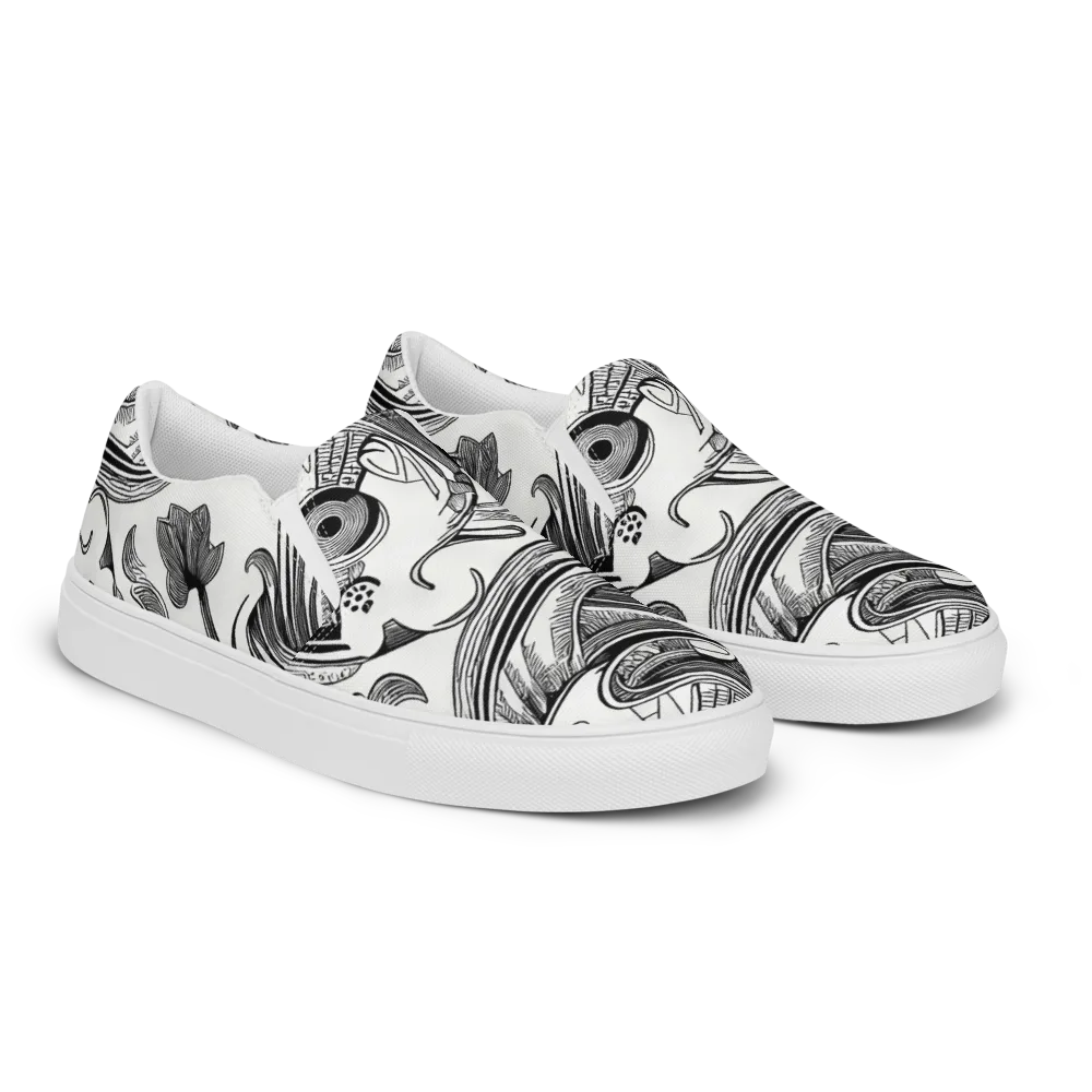 Rhythmic Riddle on Women's Slip-On Canvas Shoes — Right Front