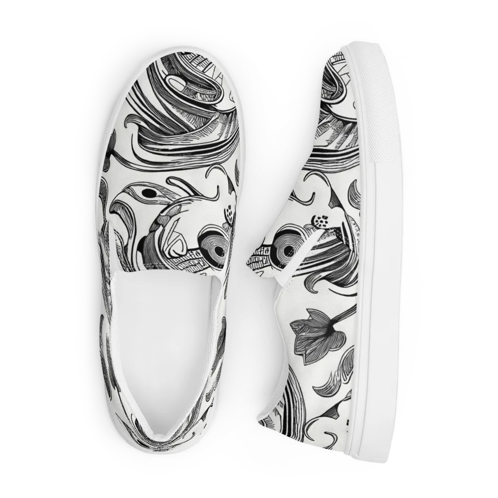 Rhythmic Riddle on Women's Slip-On Canvas Shoes — Front