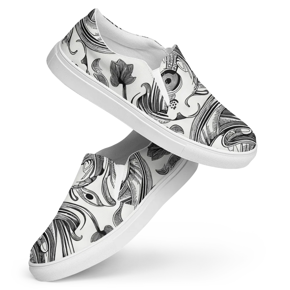 Rhythmic Riddle on Women's Slip-On Canvas Shoes — Front