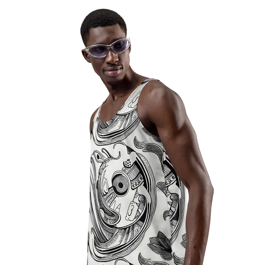 Rhythmic Riddle on Men's Tank Top — Left