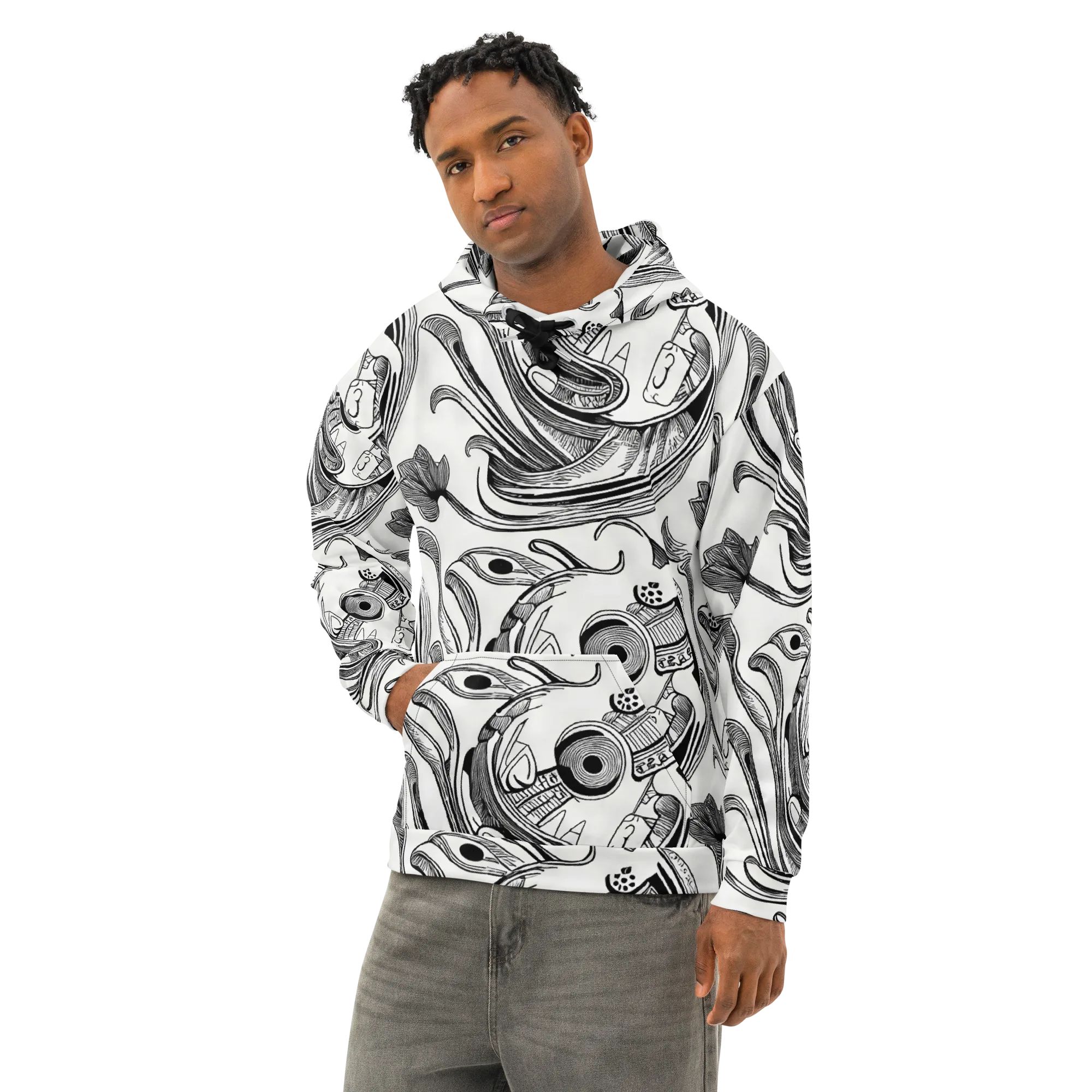 Rhythmic Riddle on Cotton Hoodie — Left Front