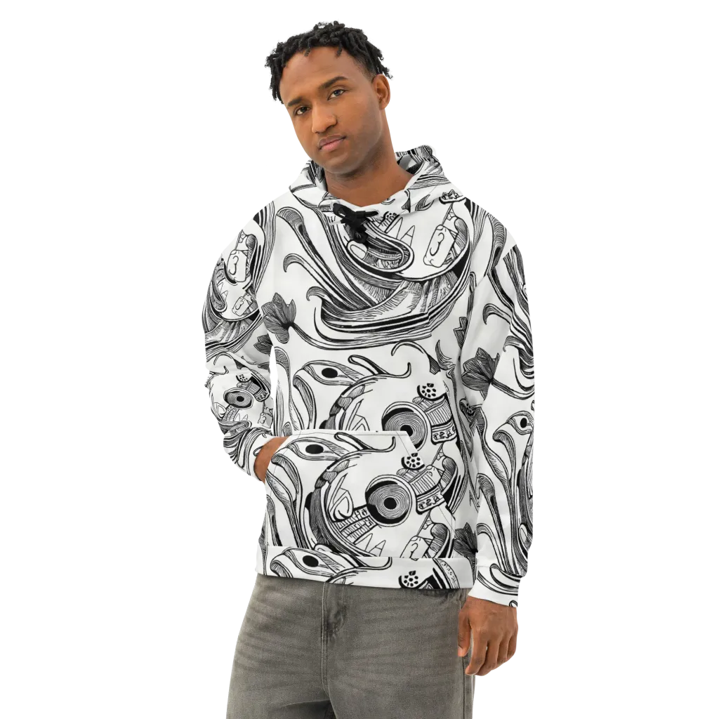 Rhythmic Riddle on Cotton Hoodie — Left Front