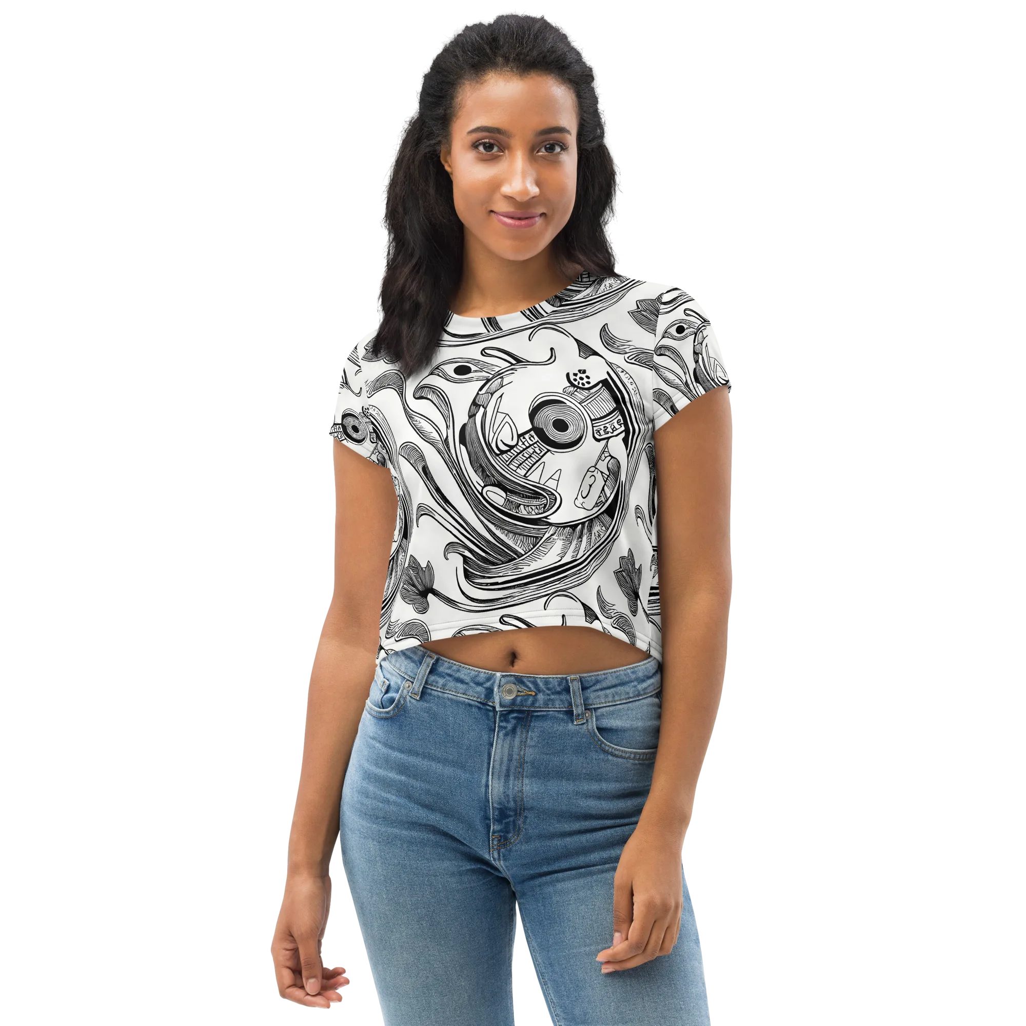 Rhythmic Riddle on Crop Tee — Front