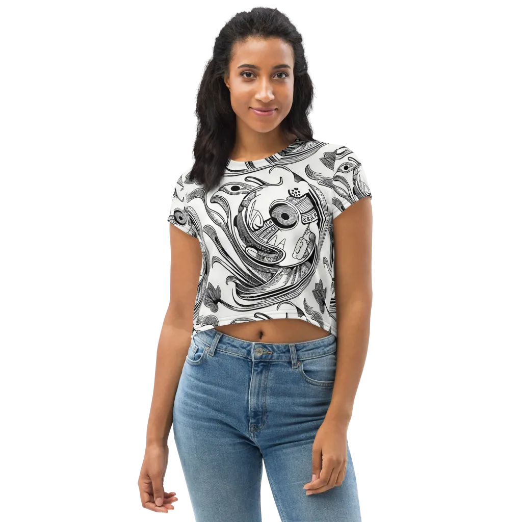Rhythmic Riddle on Crop Tee — Front