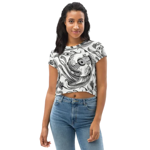 Rhythmic Riddle on a Crop Tee