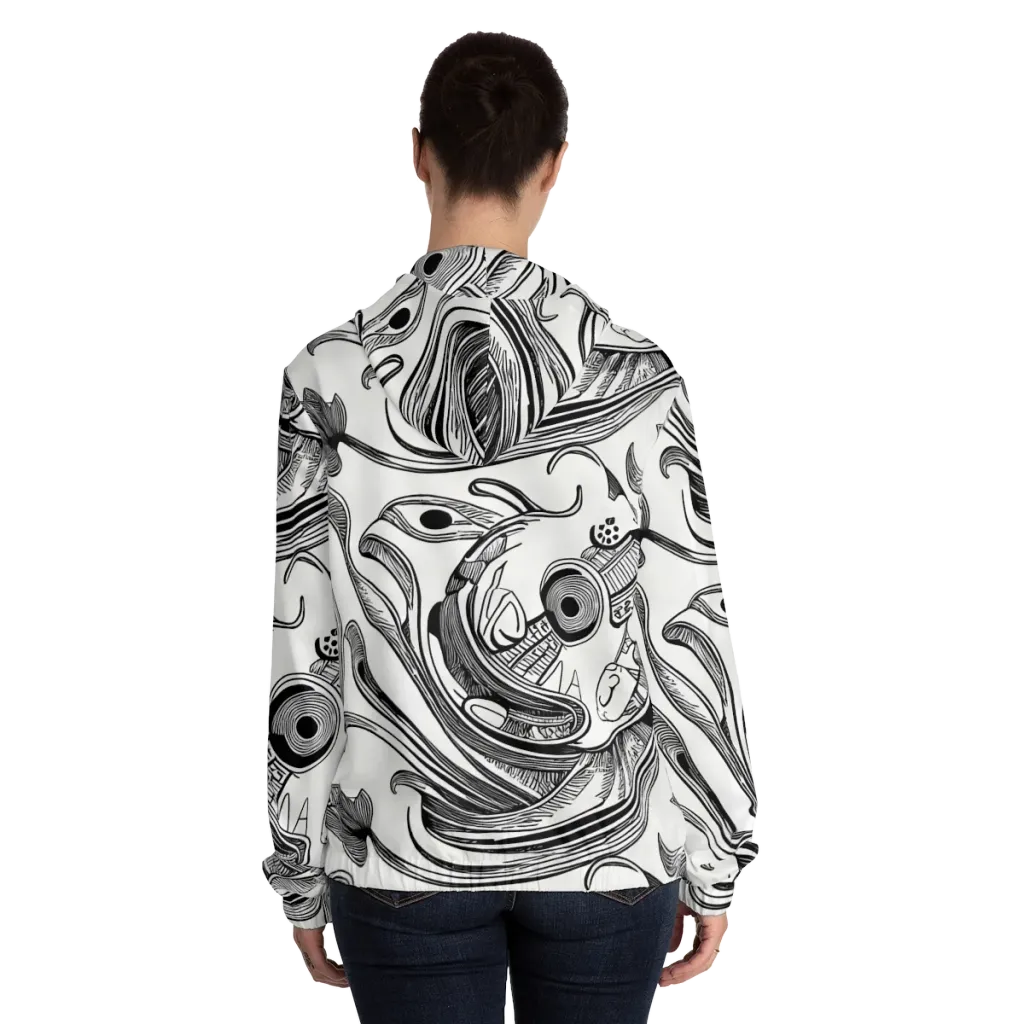 Rhythmic Riddle on Women's Full-Zip Hoodie — Back On Person