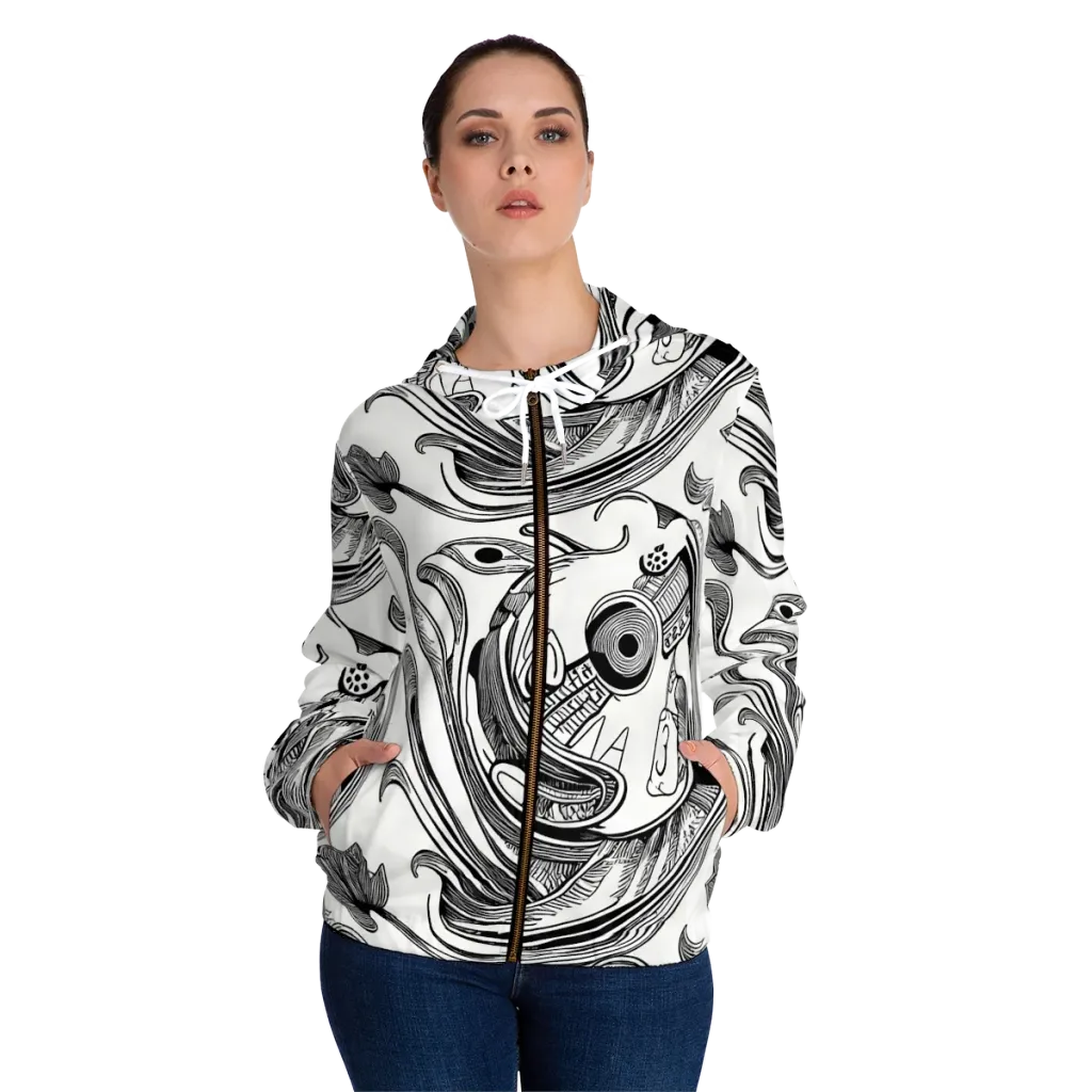 Rhythmic Riddle on Women's Full-Zip Hoodie — Front On Person