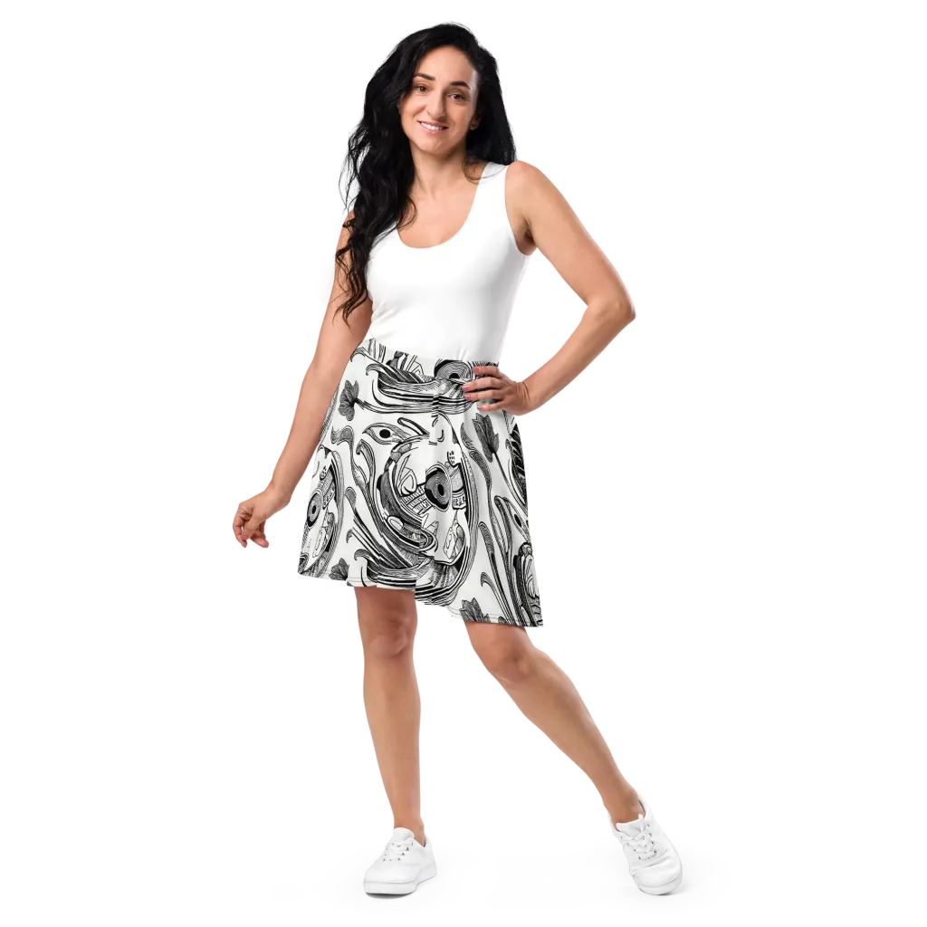 Rhythmic Riddle on Skater Skirt — Front