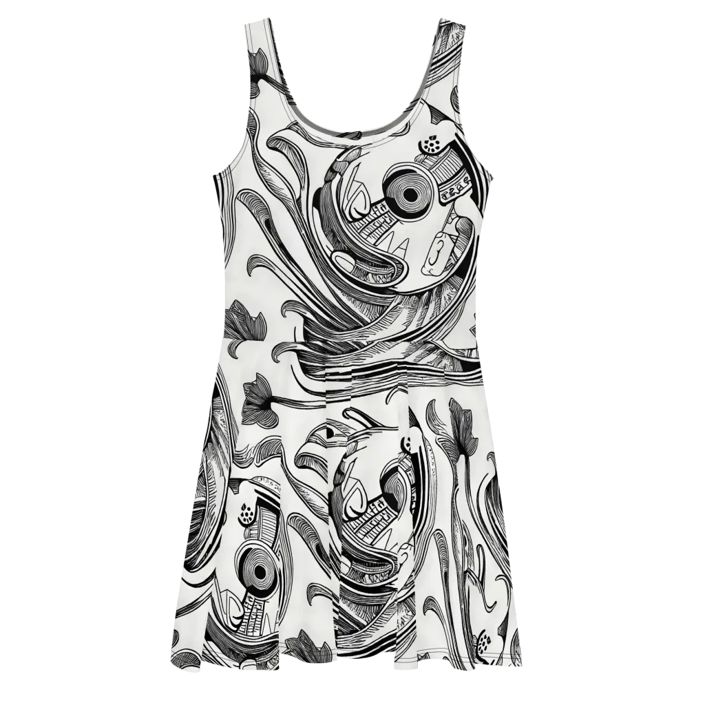 Rhythmic Riddle on Skater Dress — Front
