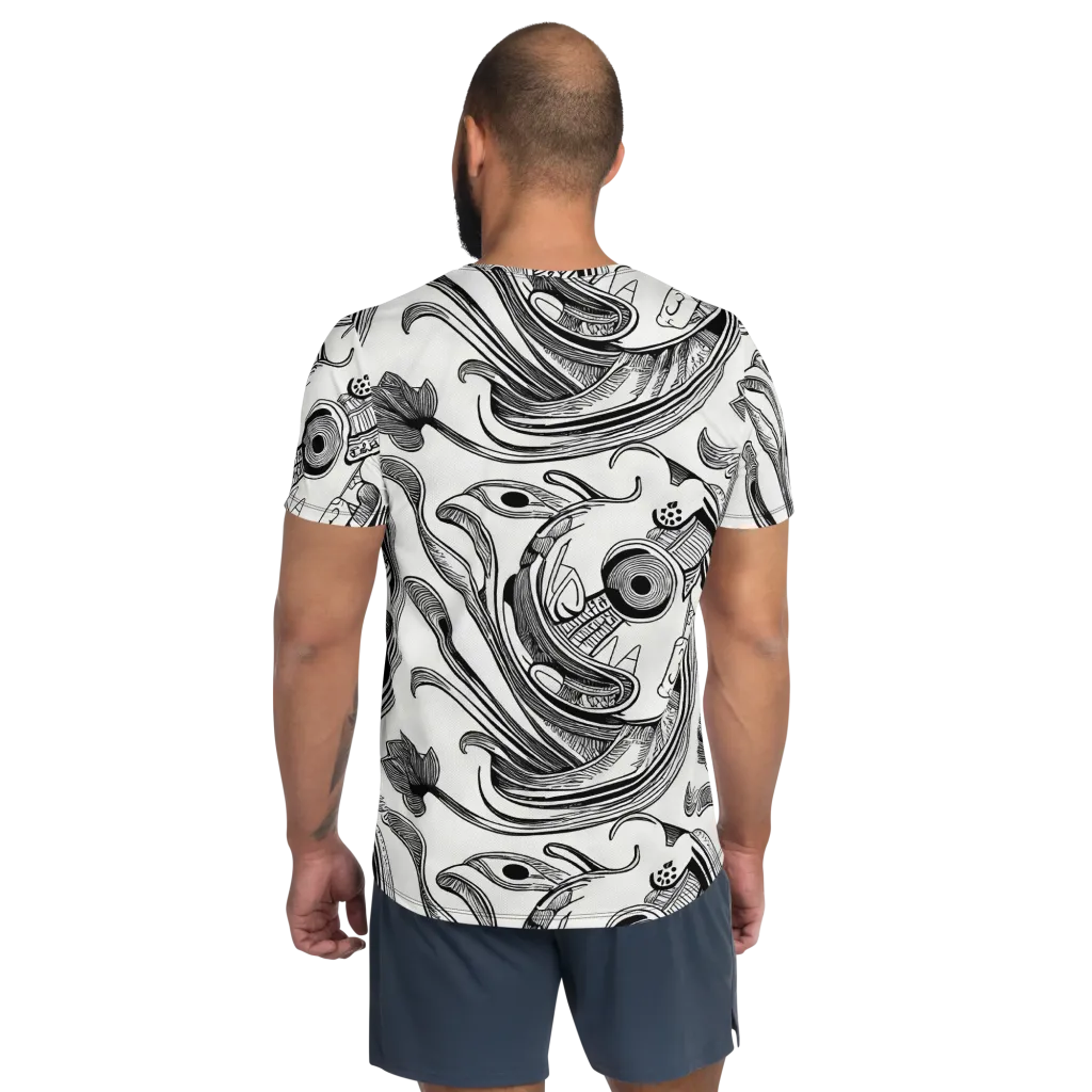 Rhythmic Riddle on Men's Athletic T-Shirt — Back