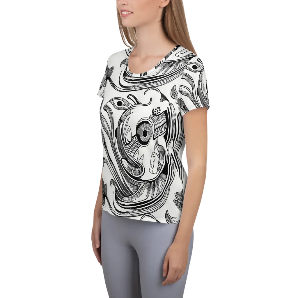 Rhythmic Riddle on Women's Athletic T-Shirt — Left