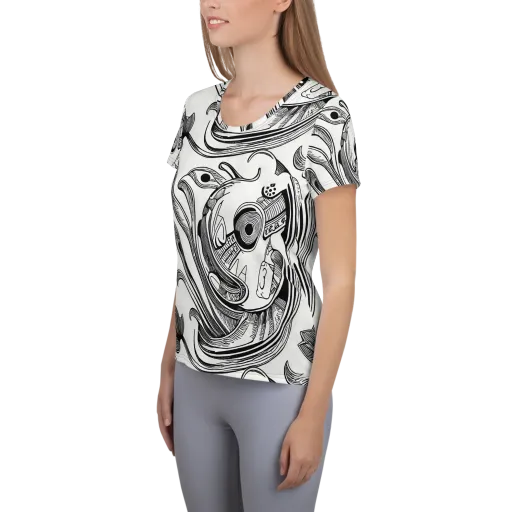Rhythmic Riddle on a Women's Athletic T-Shirt