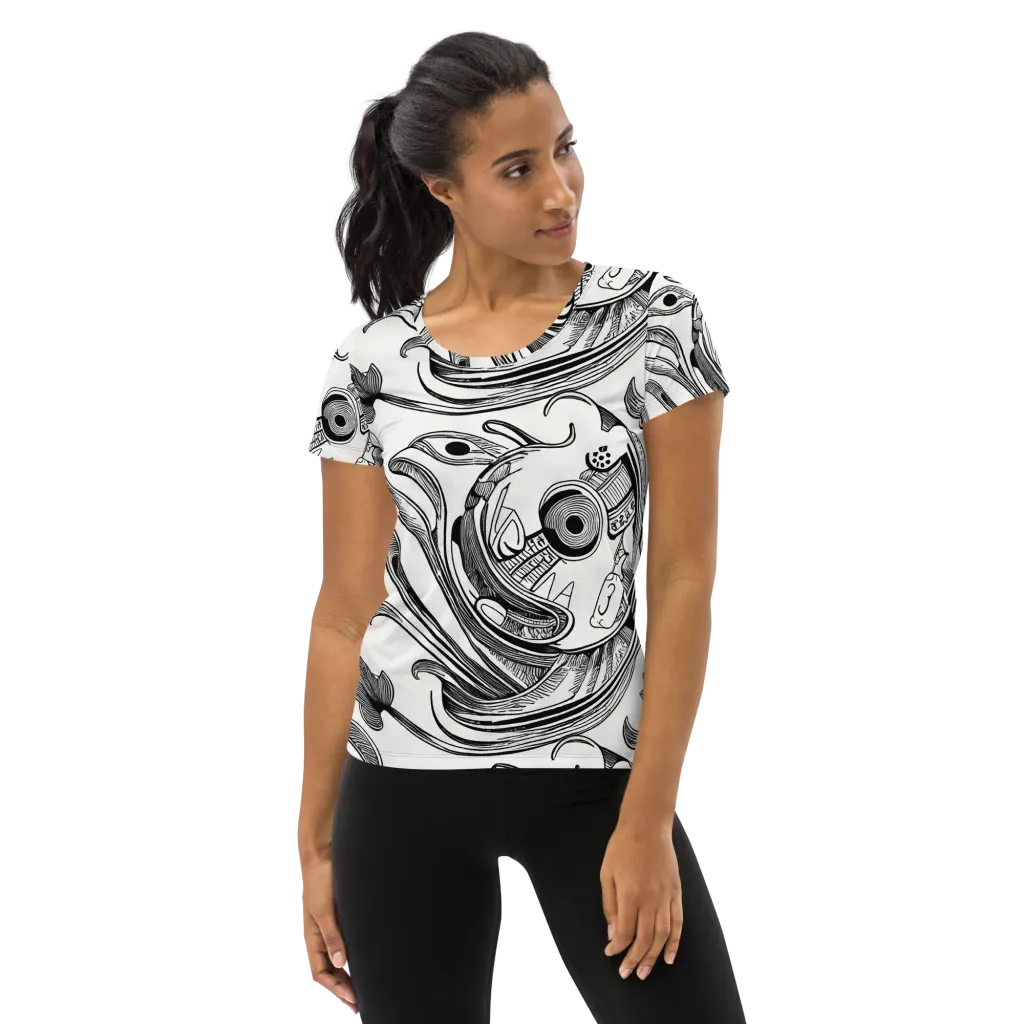 Rhythmic Riddle on Women's Athletic T-Shirt — Front