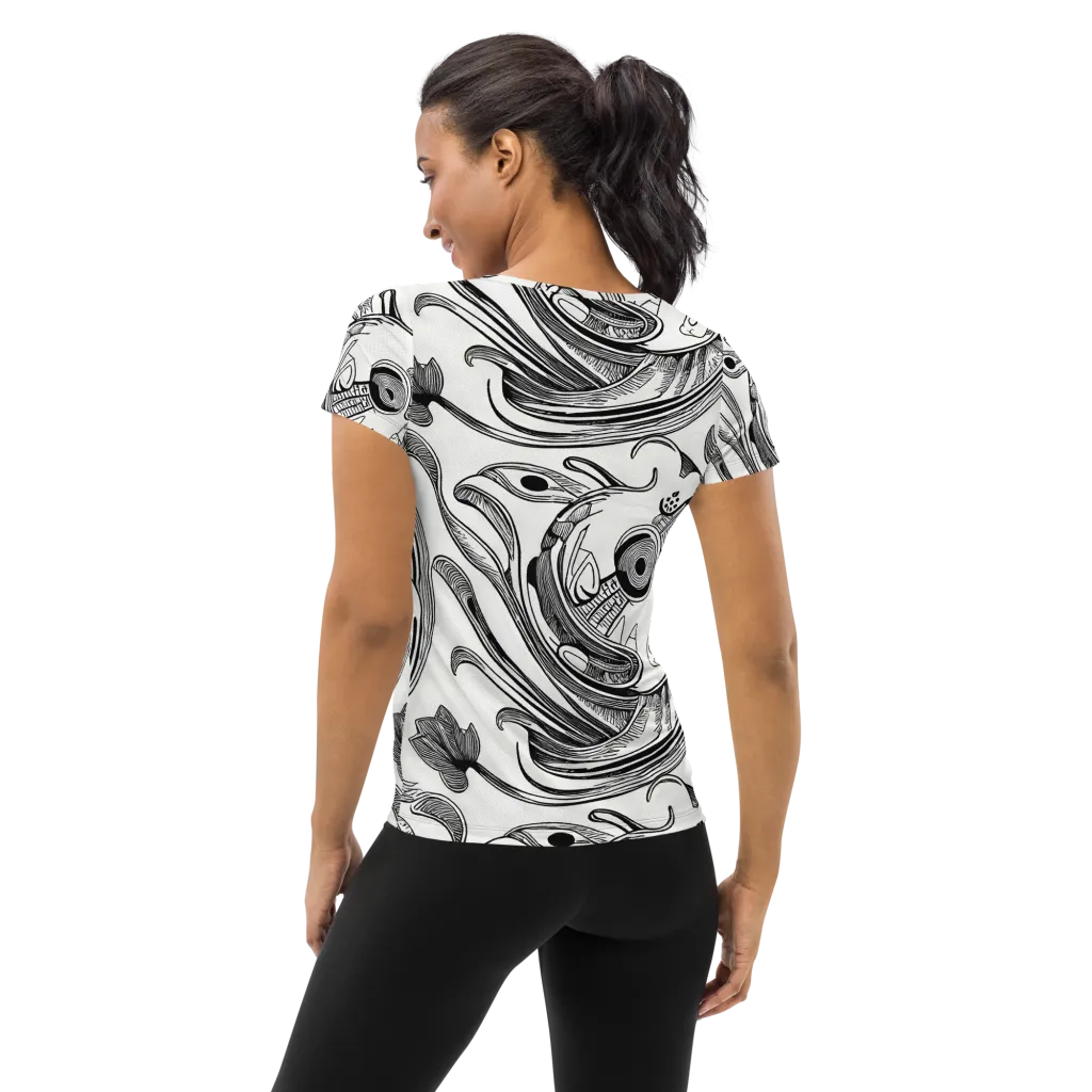 Rhythmic Riddle on Women's Athletic T-Shirt — Back