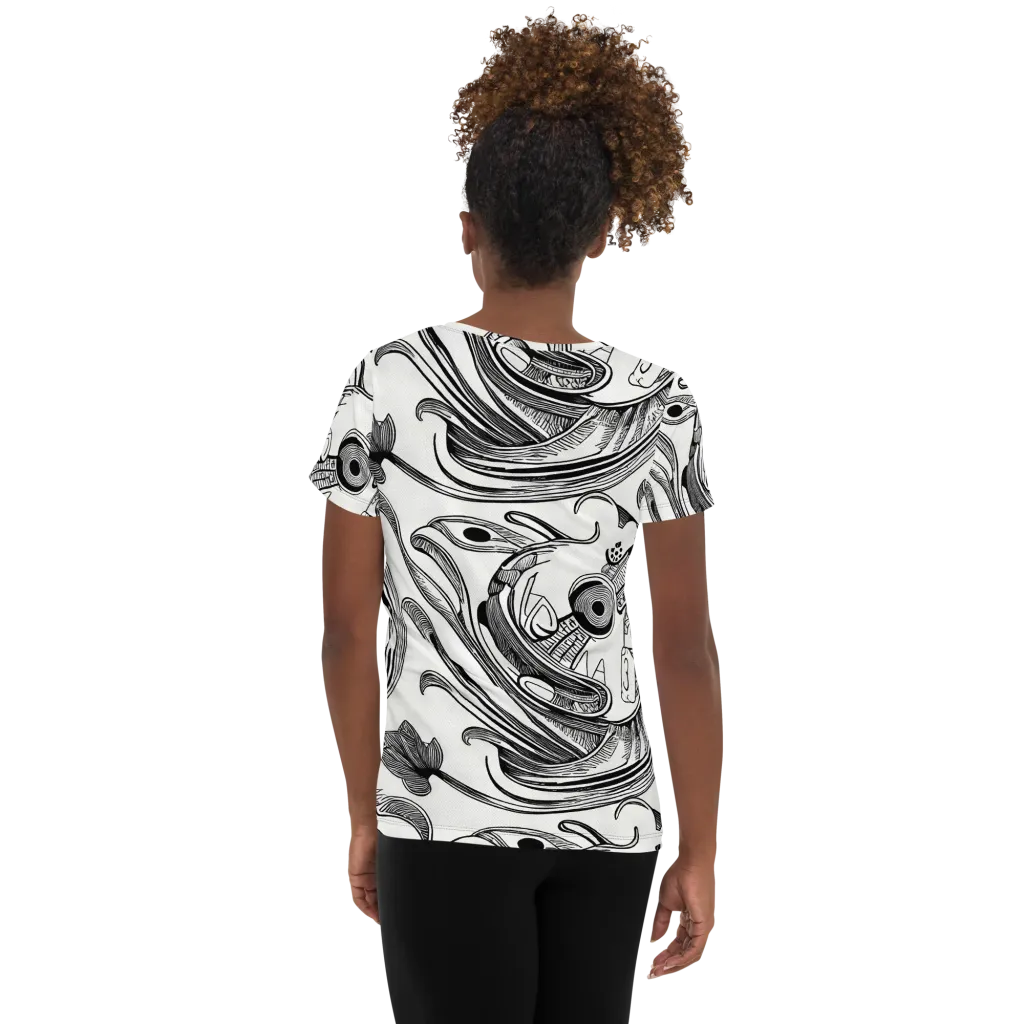 Rhythmic Riddle on Women's Athletic T-Shirt — Back