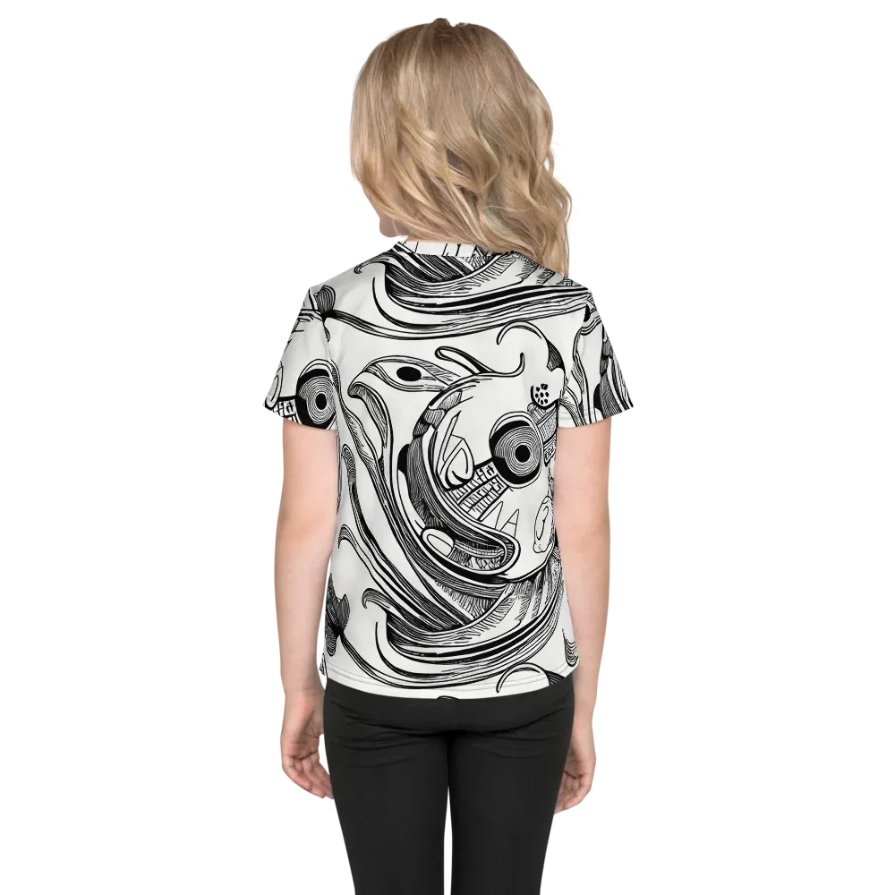 Rhythmic Riddle on Kids Crew Neck T-Shirt — Back