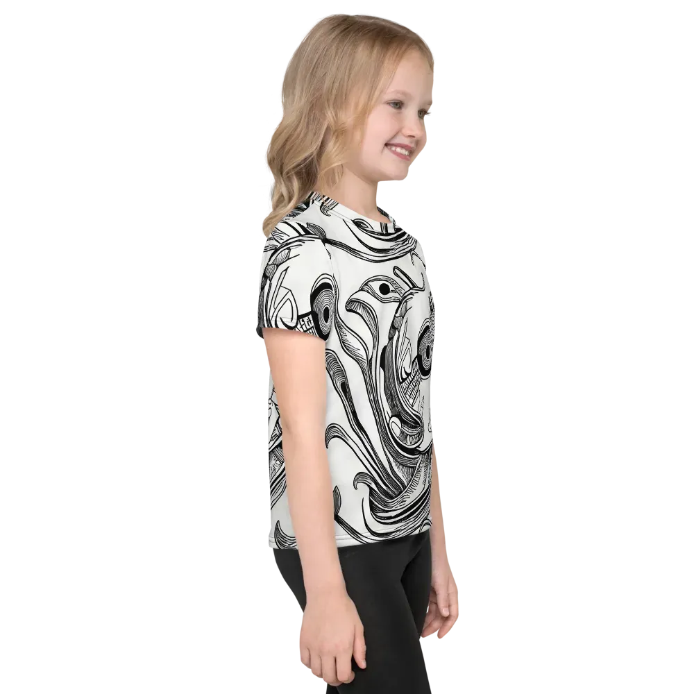 Rhythmic Riddle on Kids Crew Neck T-Shirt — Right
