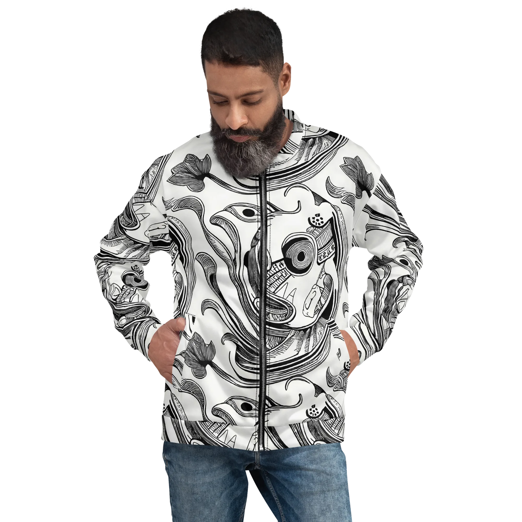 Rhythmic Riddle on Bomber Jacket — Front