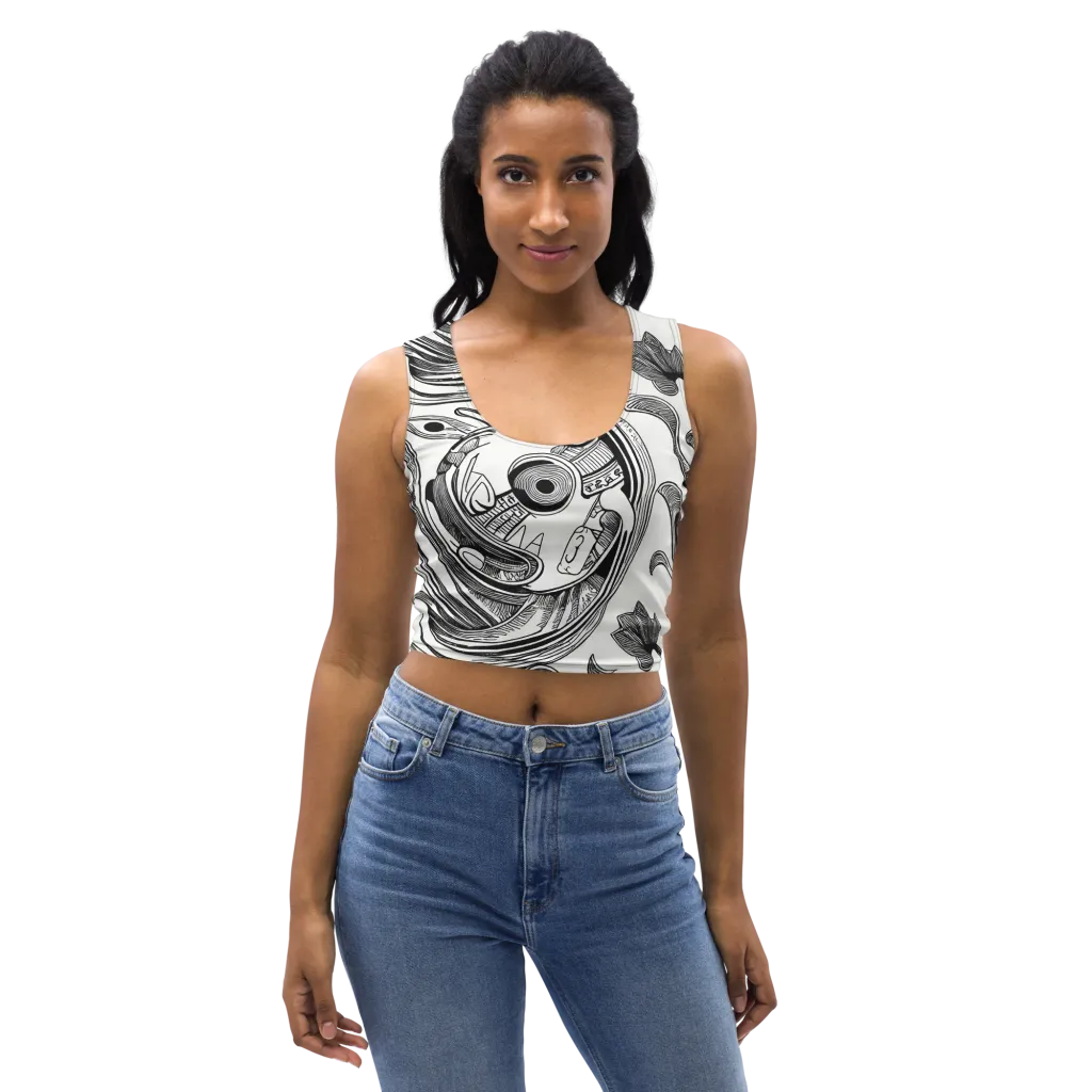Rhythmic Riddle on Crop Top — Front