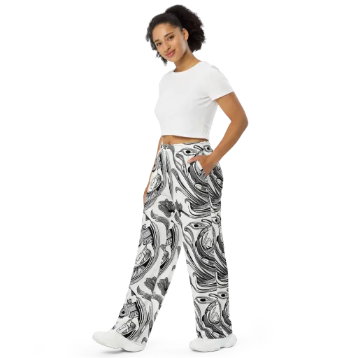 Rhythmic Riddle on a Wide-Leg Pants