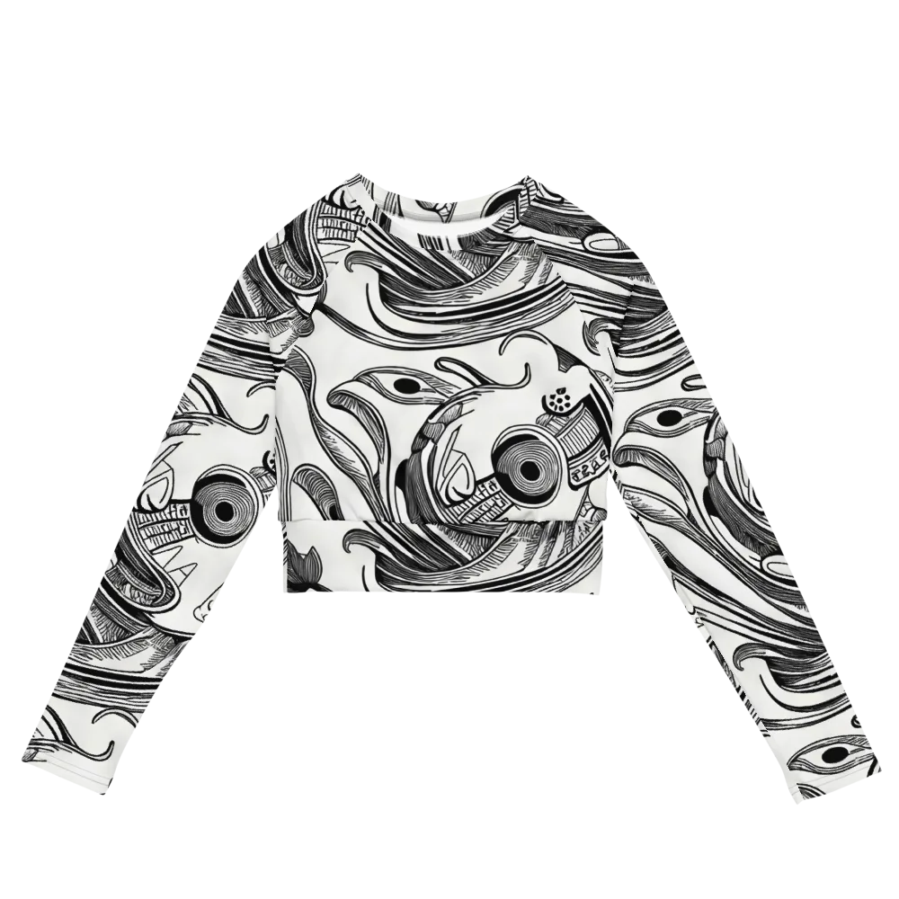 Rhythmic Riddle on Long Sleeve Crop Top — Front
