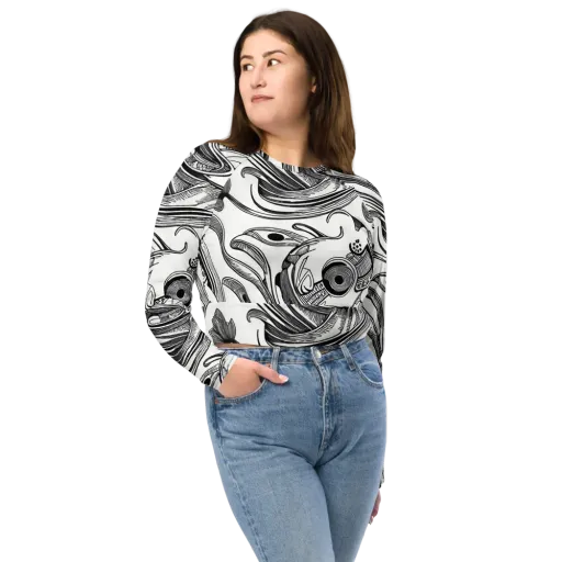 Rhythmic Riddle on a Long Sleeve Crop Top