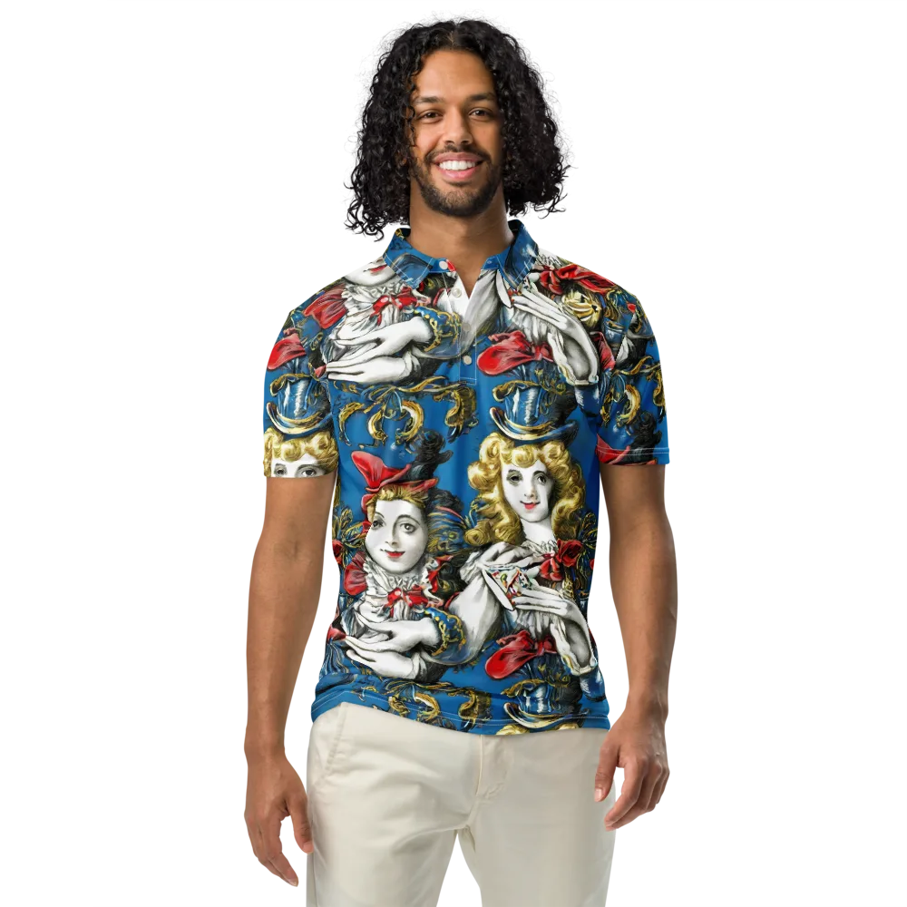 Masquerade Echoes on Men's Slim Fit Polo Shirt — Front