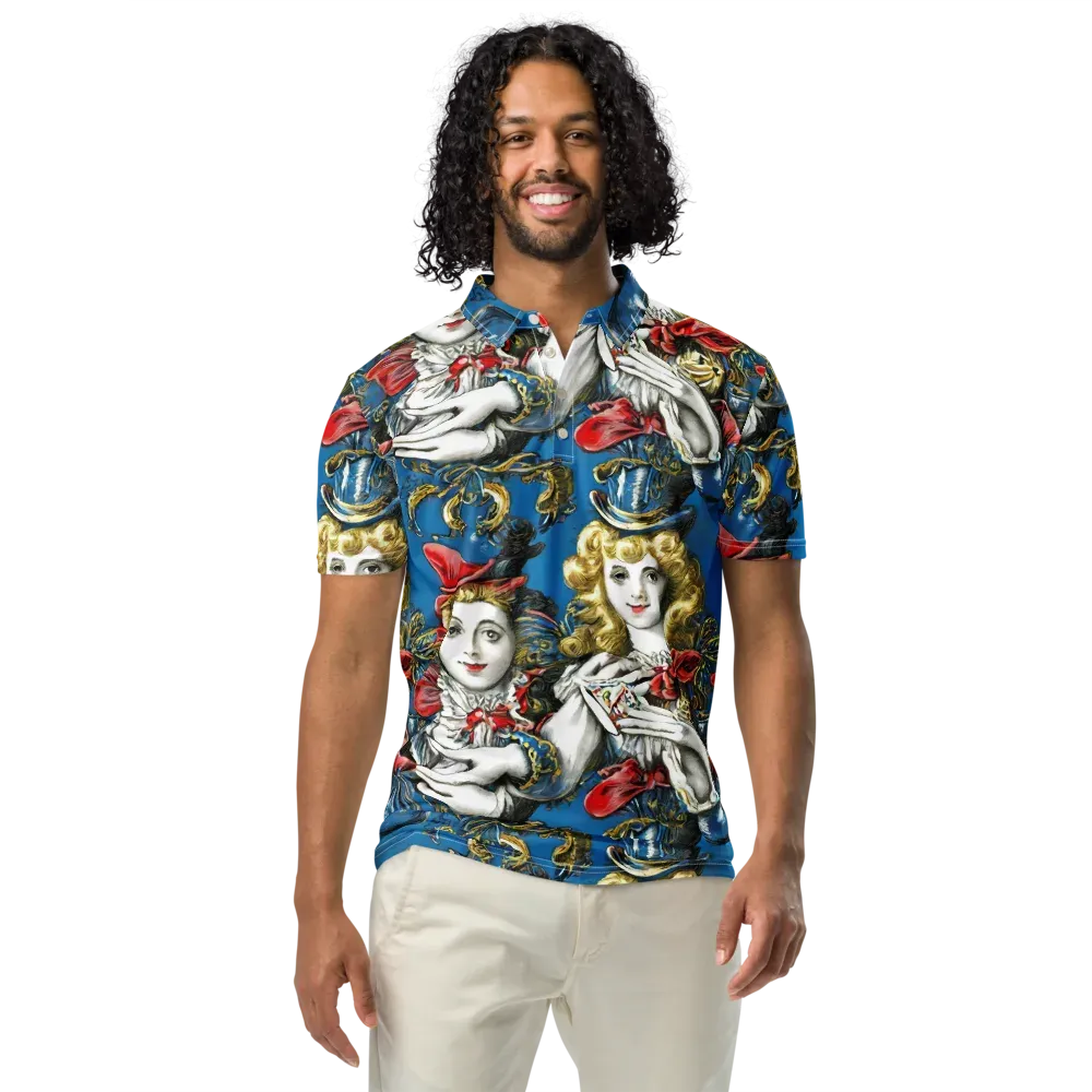 Masquerade Echoes on Men's Slim Fit Polo Shirt — Front