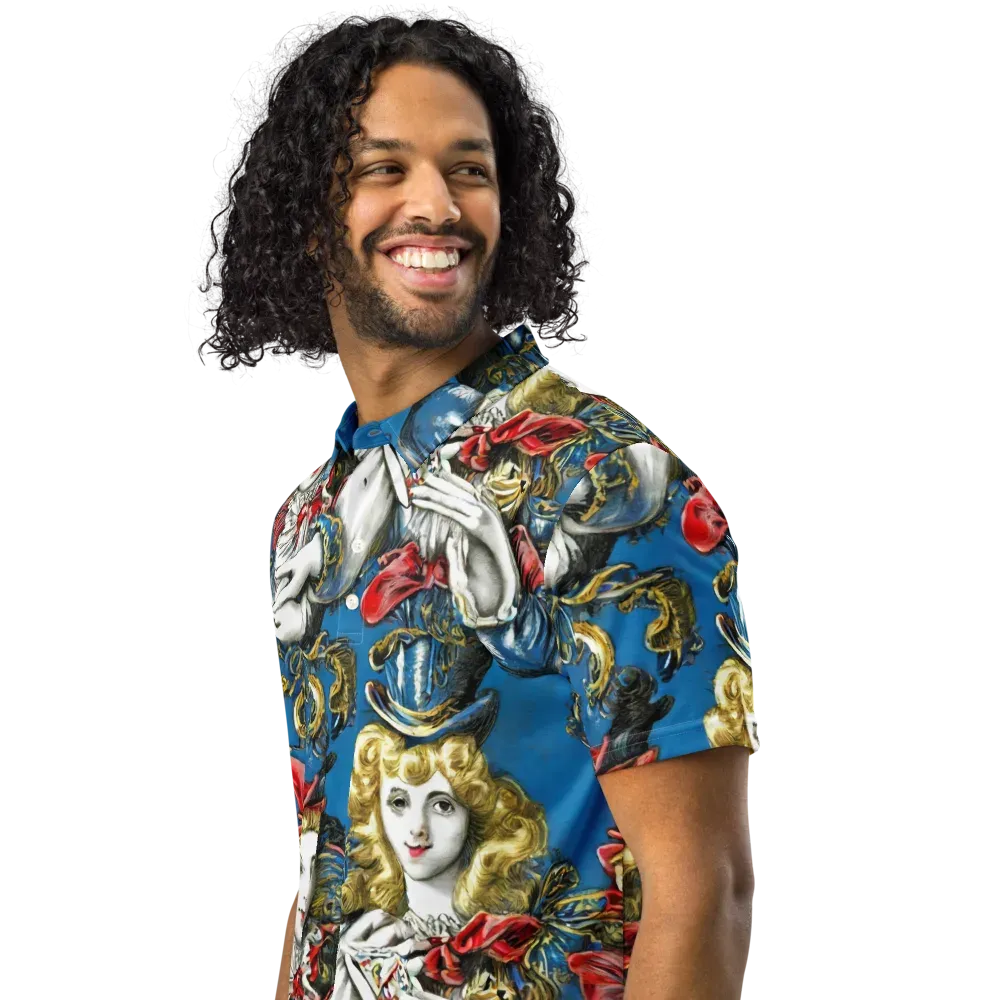 Masquerade Echoes on Men's Slim Fit Polo Shirt — Left Front