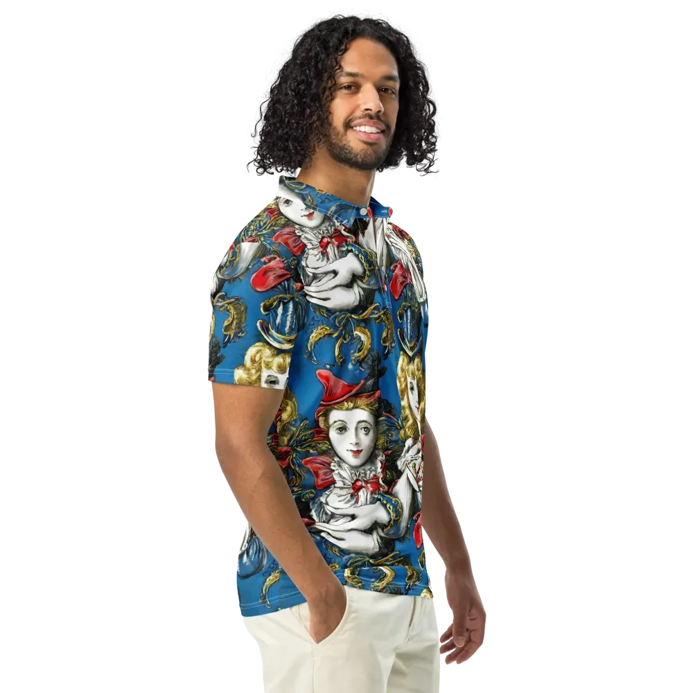 Masquerade Echoes on Men's Slim Fit Polo Shirt — Right Front