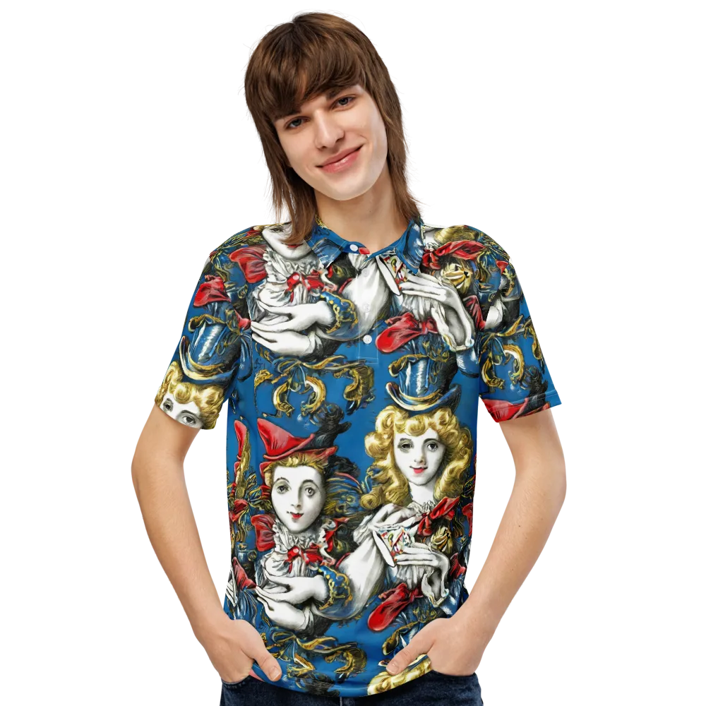 Masquerade Echoes on Men's Slim Fit Polo Shirt — Front