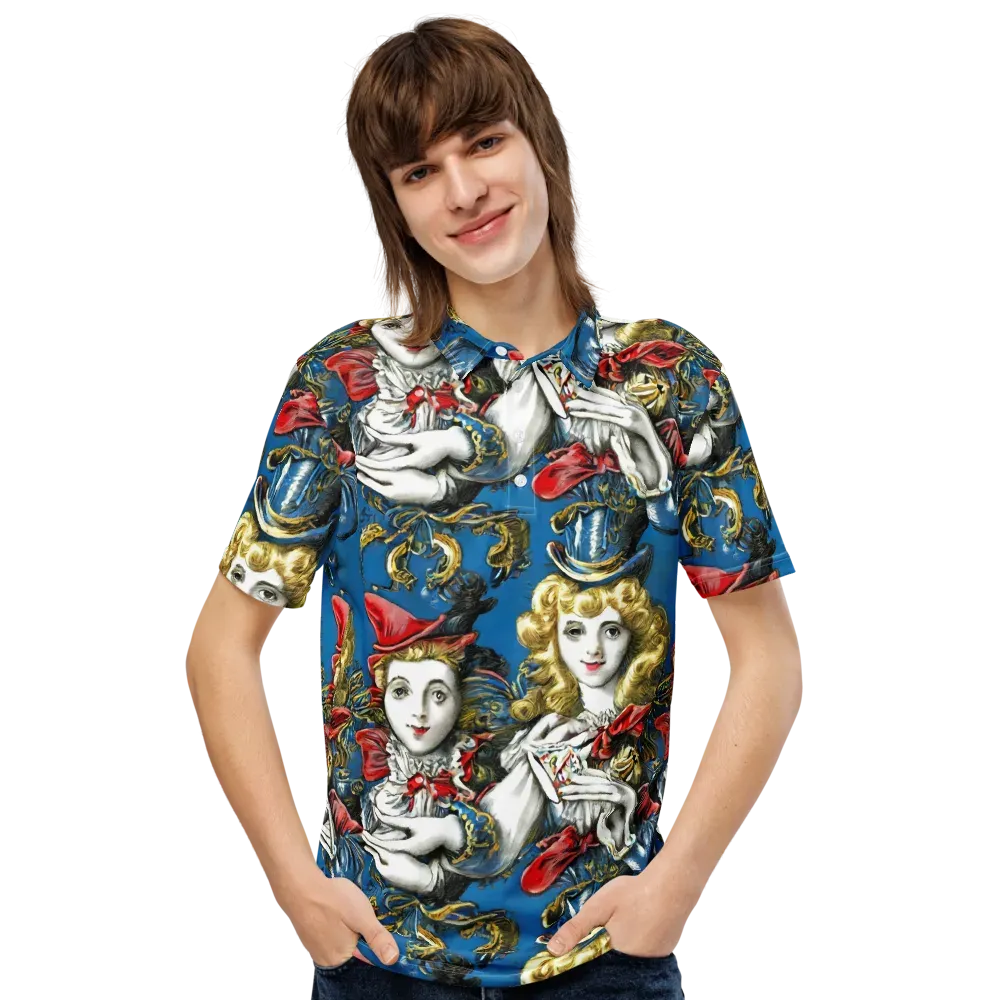 Masquerade Echoes on Men's Slim Fit Polo Shirt — Front