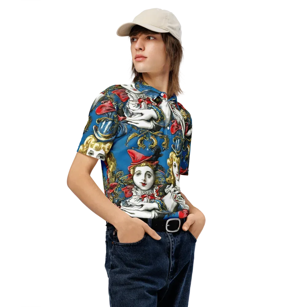 Masquerade Echoes on Men's Slim Fit Polo Shirt — Right Front